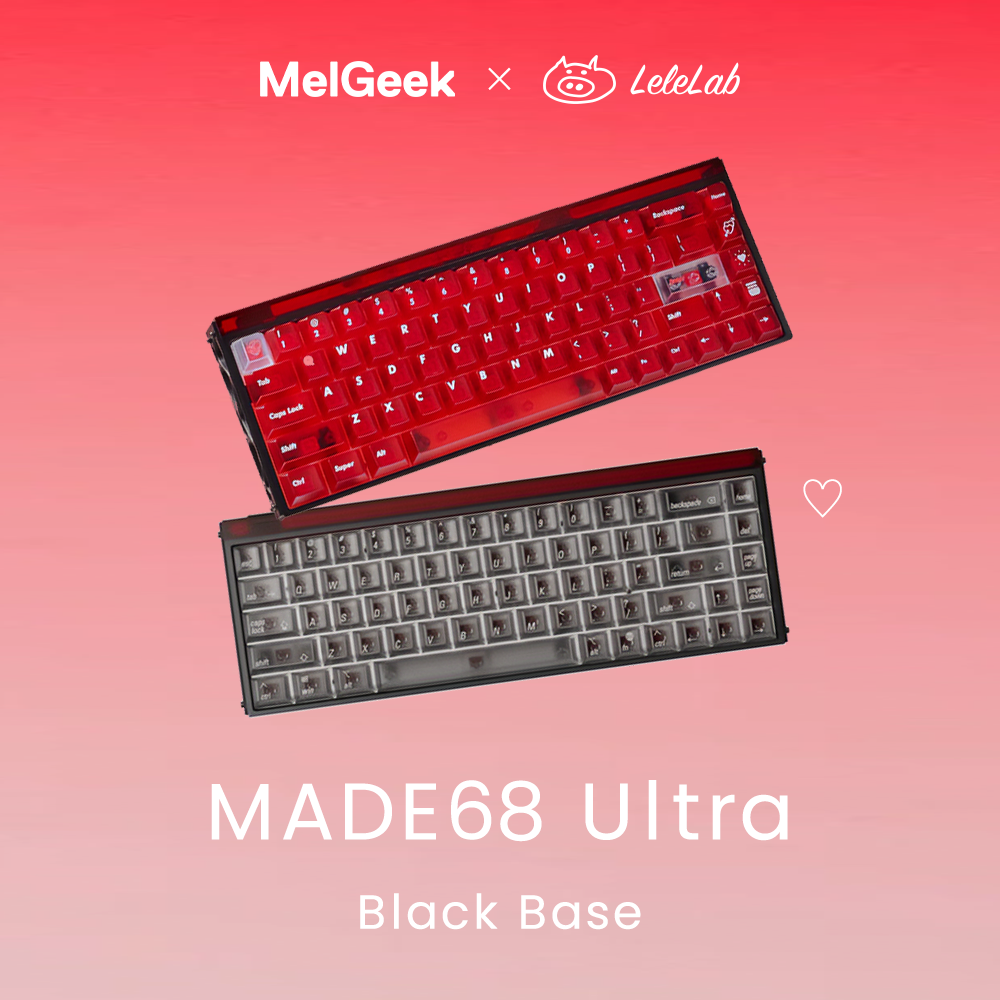 MelGeek x LeleLab MADE68 Ultra Black Base + Extra Red Keycap set