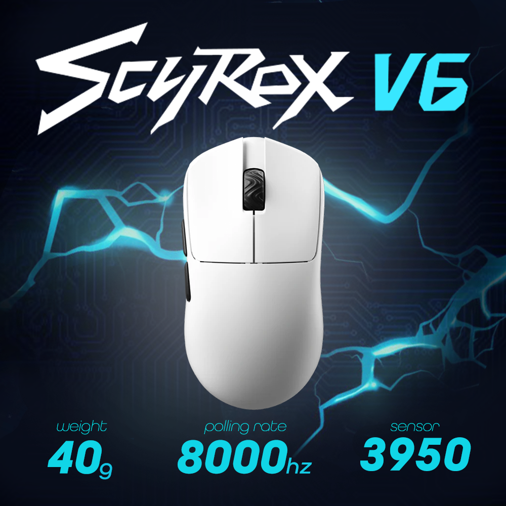 SCYROX V6 White 軽量ゲーミングマウス